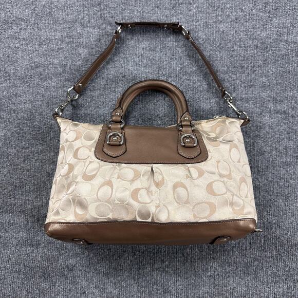 Coach Ashley Signature Satchel Handbag Purse Khaki Brown Colorway Casual Work - Picture 5 of 14